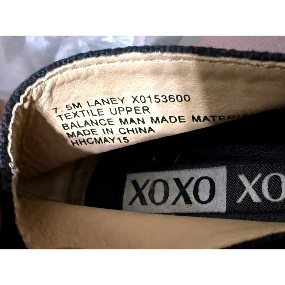 XOXO Laney Women 7.5 M Black Canvas Espadrille Slip On Flat Shoes X0153600‎